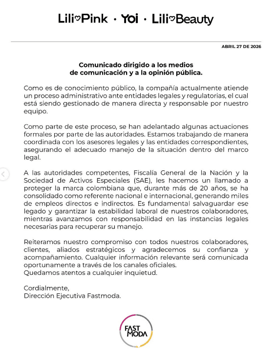 Lili Pink rompe silencio tras operativos de la Fiscalía y clama por proteger marca y empleos