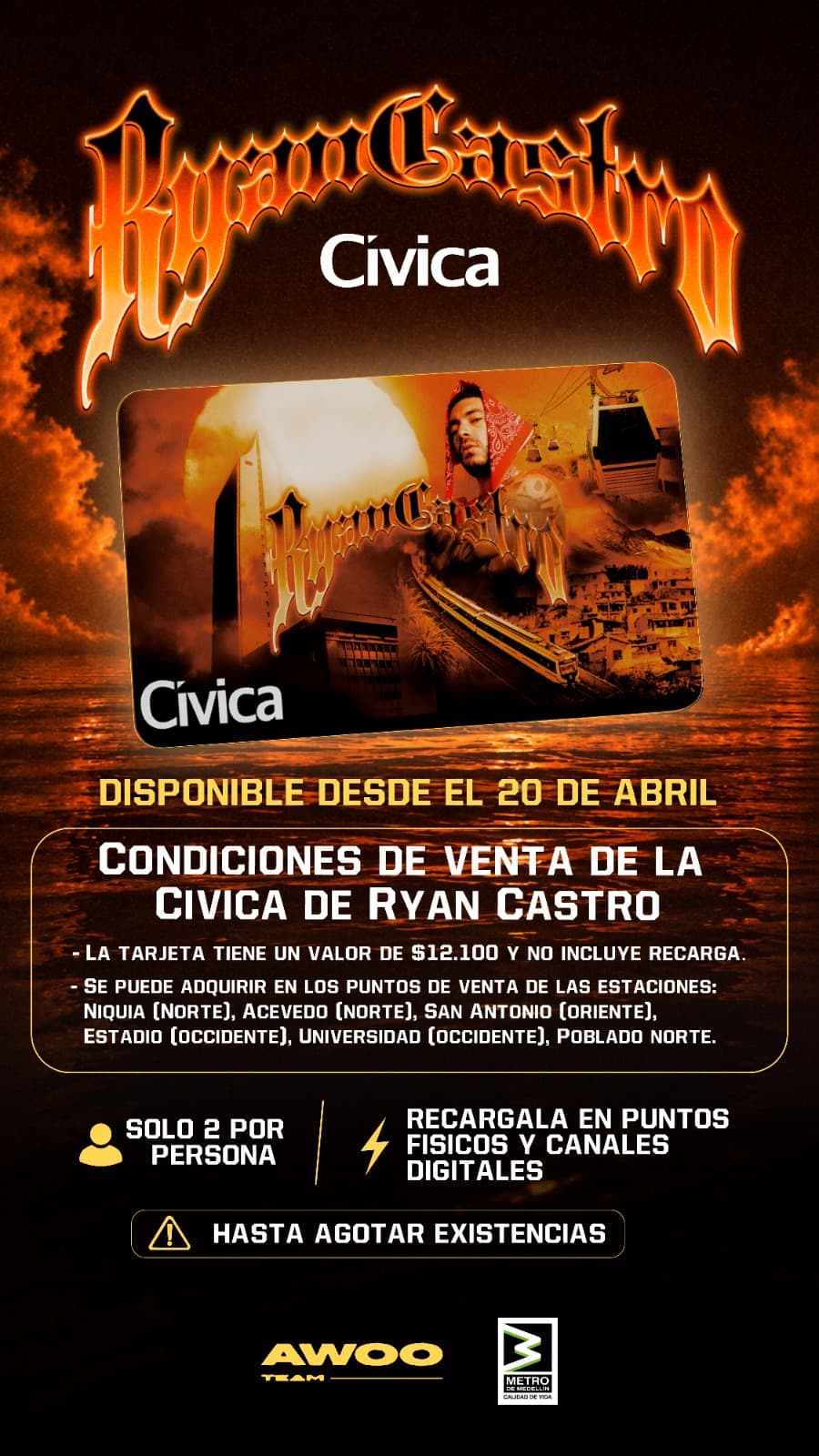 Ryan Castro llega al Metro: lanzan tarjeta Cívica especial del artista urbano