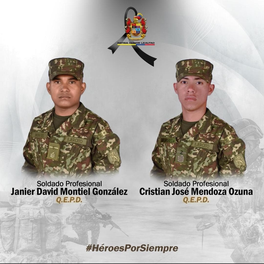 Confirman identidad de dos soldados muertos en combates contra el Clan del Golfo en Urrao