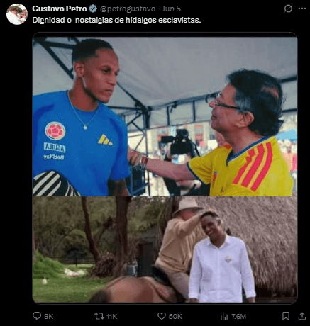 Yerry Mina es blanco de ataques racistas en redes tras publicación de Petro comparándolo con Uribe