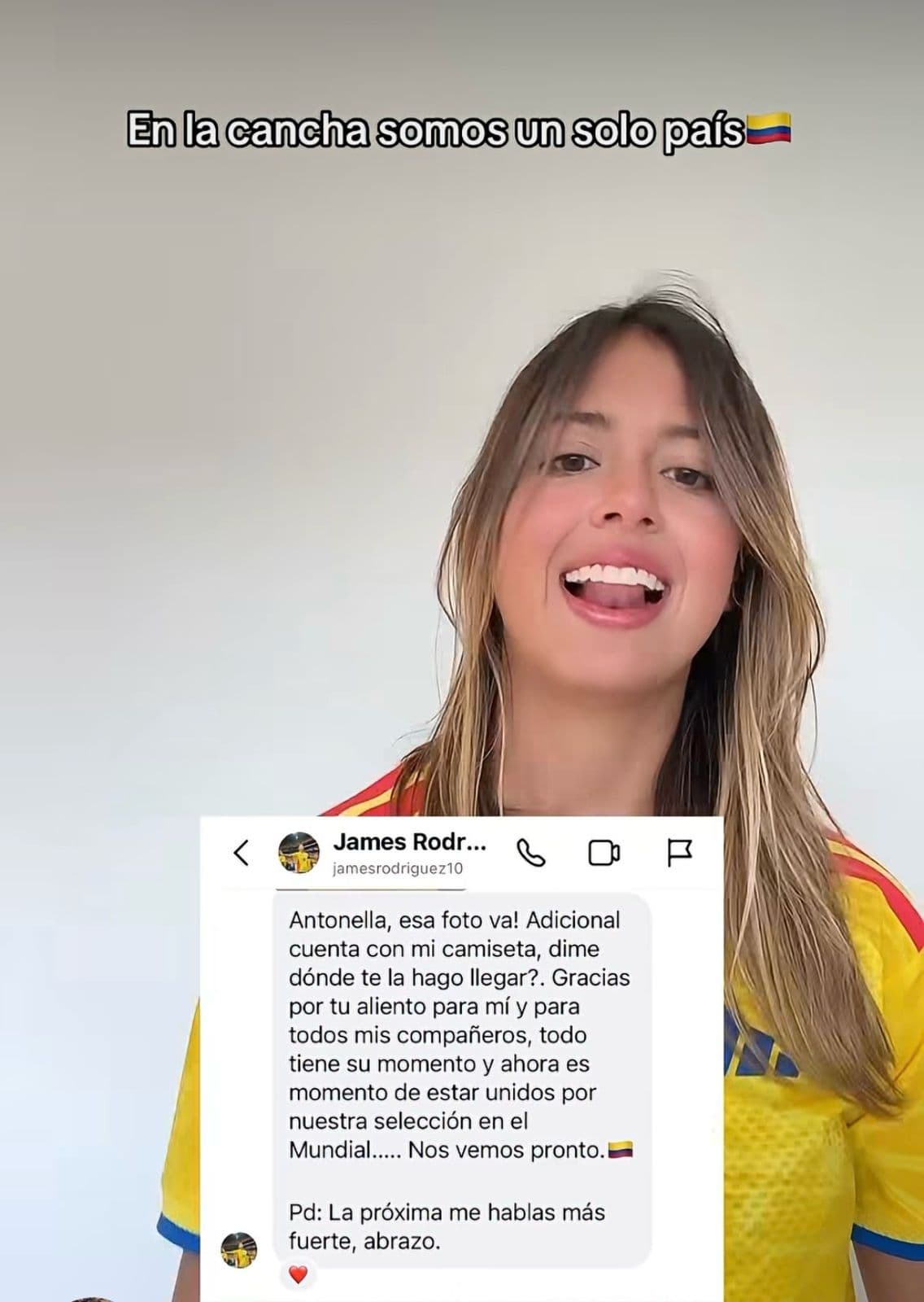 James Rodríguez cierra polémica con Antonella Petro: le promete foto y camiseta oficial