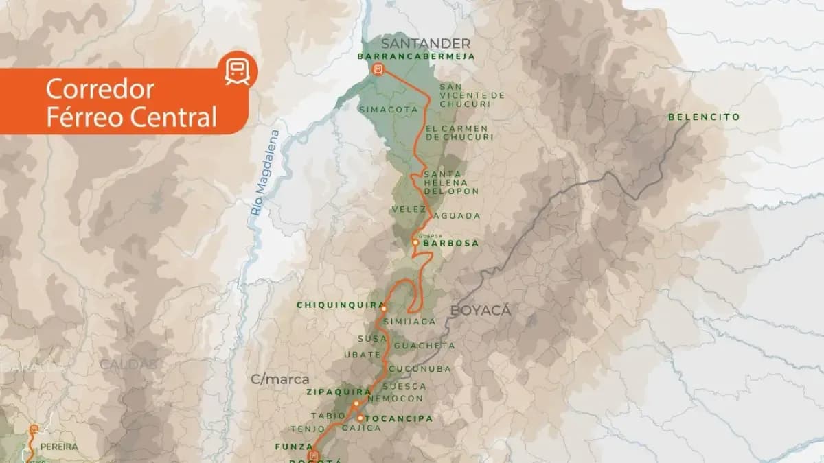 Gobierno autoriza estudios para un tren de 448 km que conecte Bogotá con puertos del Caribe