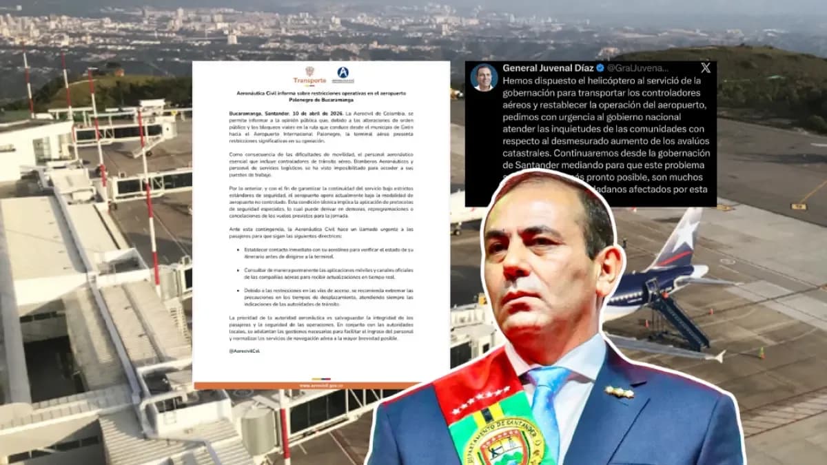 Gobernador usa helicóptero para desbloquear aeropuerto mientras protestas por avalúos catastrales paralizan Santander