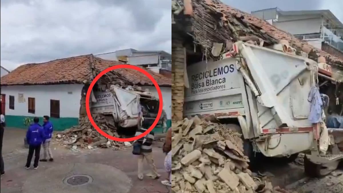 Video muestra el exacto instante en que camión de basura se incrusta en casa del centro de Bogotá