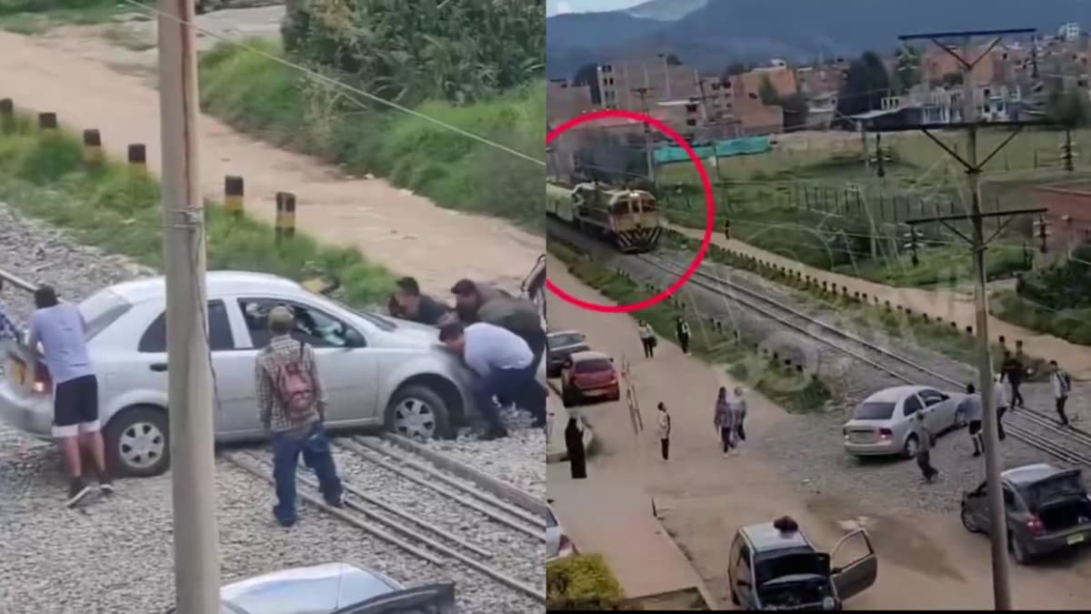 En Duitama evitaron tragedia: ciudadanos sacaron carro de las vías segundos antes de que llegara el tren