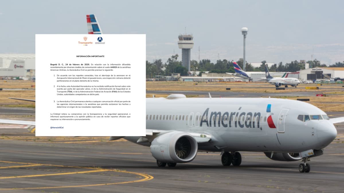 Aeronáutica Civil desmiente agujeros de bala en avión de American Airlines que llegó a Rionegro