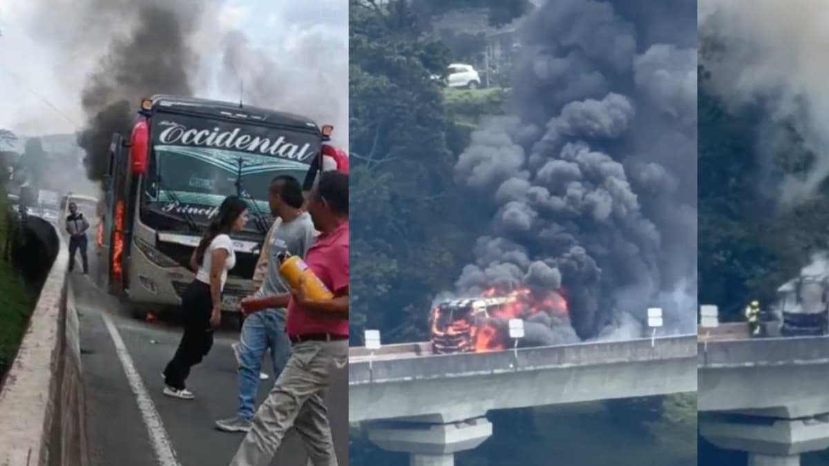 Bus intermunicipal se incendió en vía hacia Santa Rosa: 20 pasajeros evacuados sin heridos