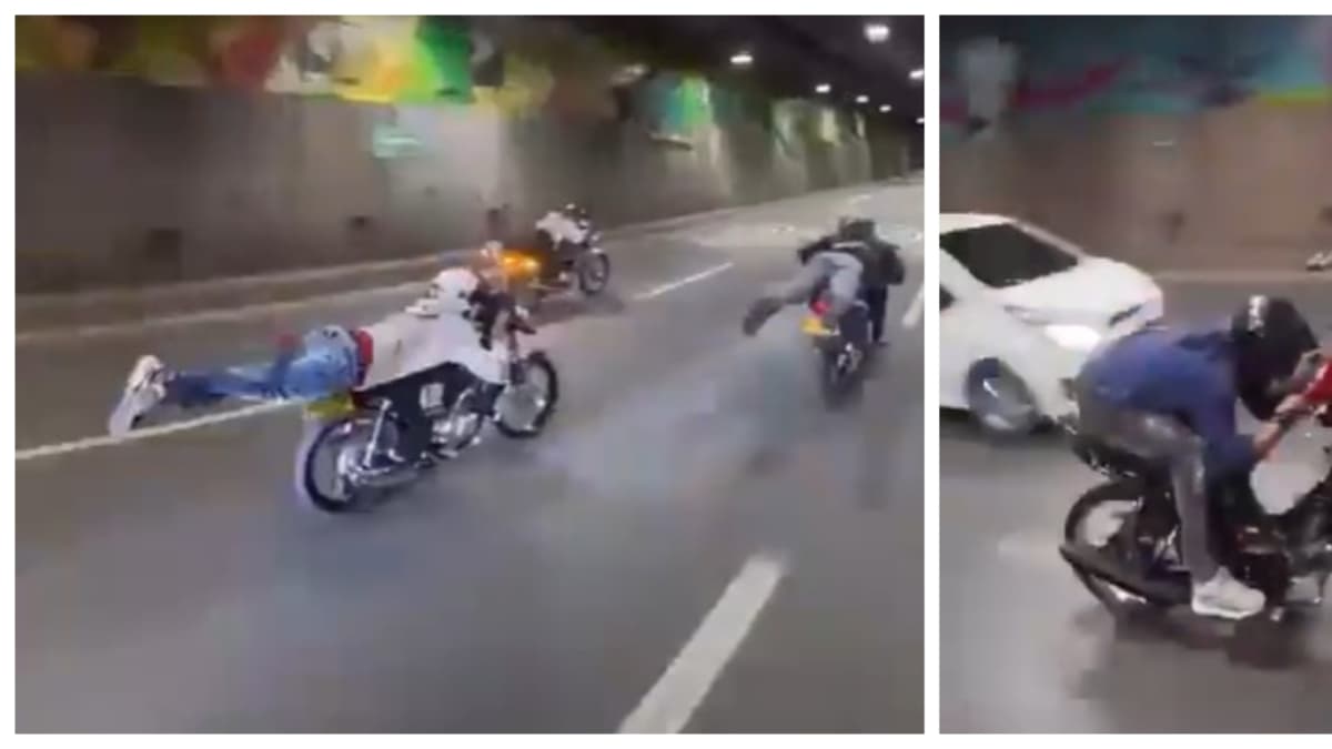 Pique temerario en el Túnel Mundialista: autoridades tras la pista de motociclistas que arriesgan vidas