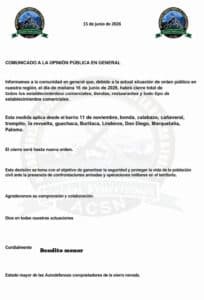 Grupo armado ordena cierre de comercios en Magdalena y La Guajira desde el 16 de junio