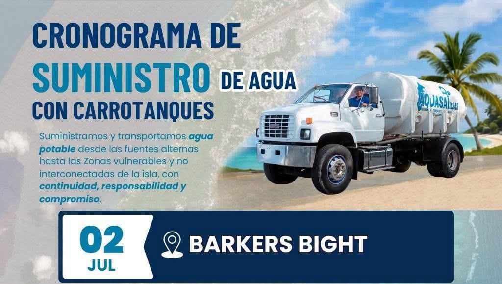 Carrotanques seguirán llevando agua a familias de San Andrés durante julio