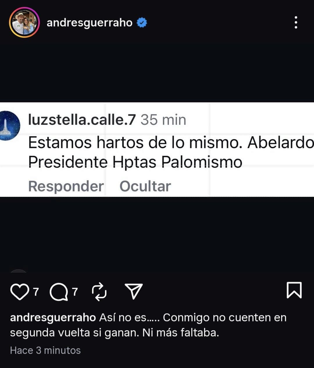 Andrés Guerra cierra la puerta a Abelardo de la Espriella en segunda vuelta