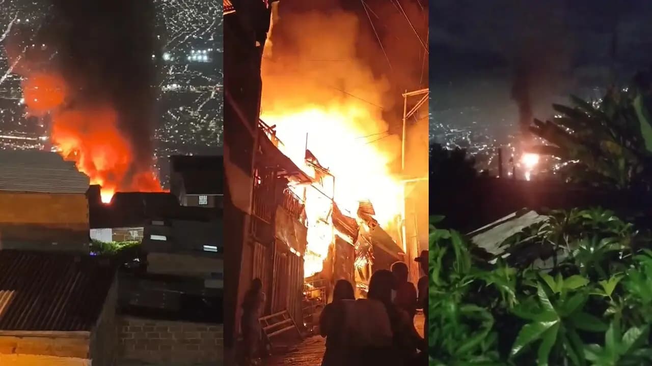 Incendio devastador en Carpinelo deja al menos 8 casas destruidas en Medellín