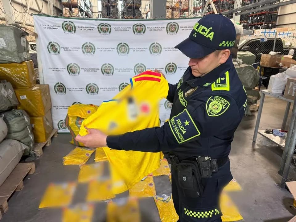 Golpe al contrabando: incautan más de 17 mil camisetas piratas de la Selección en Medellín