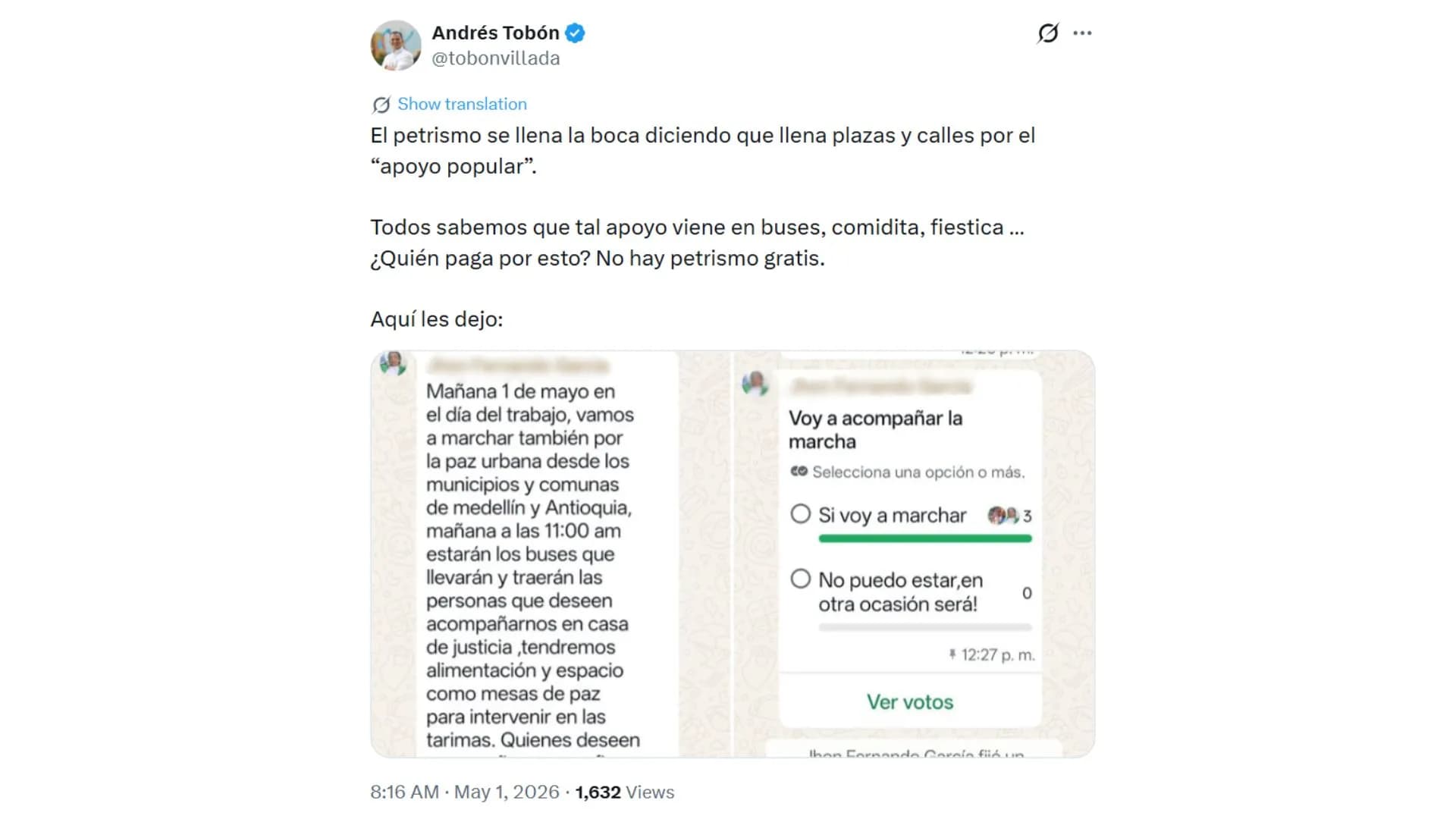 Denuncian financiamiento de marchas del 1 de mayo desde cárceles de Medellín