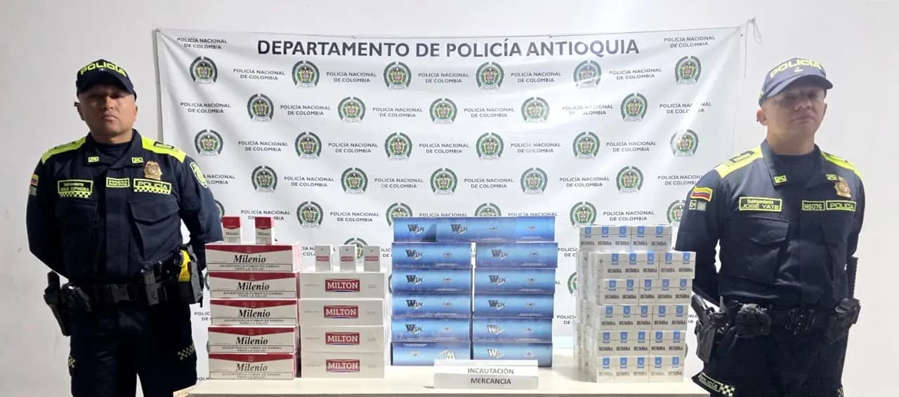 Policía y autoridades incautan cigarrillos de contrabando por casi 6.6 millones en Sonsón