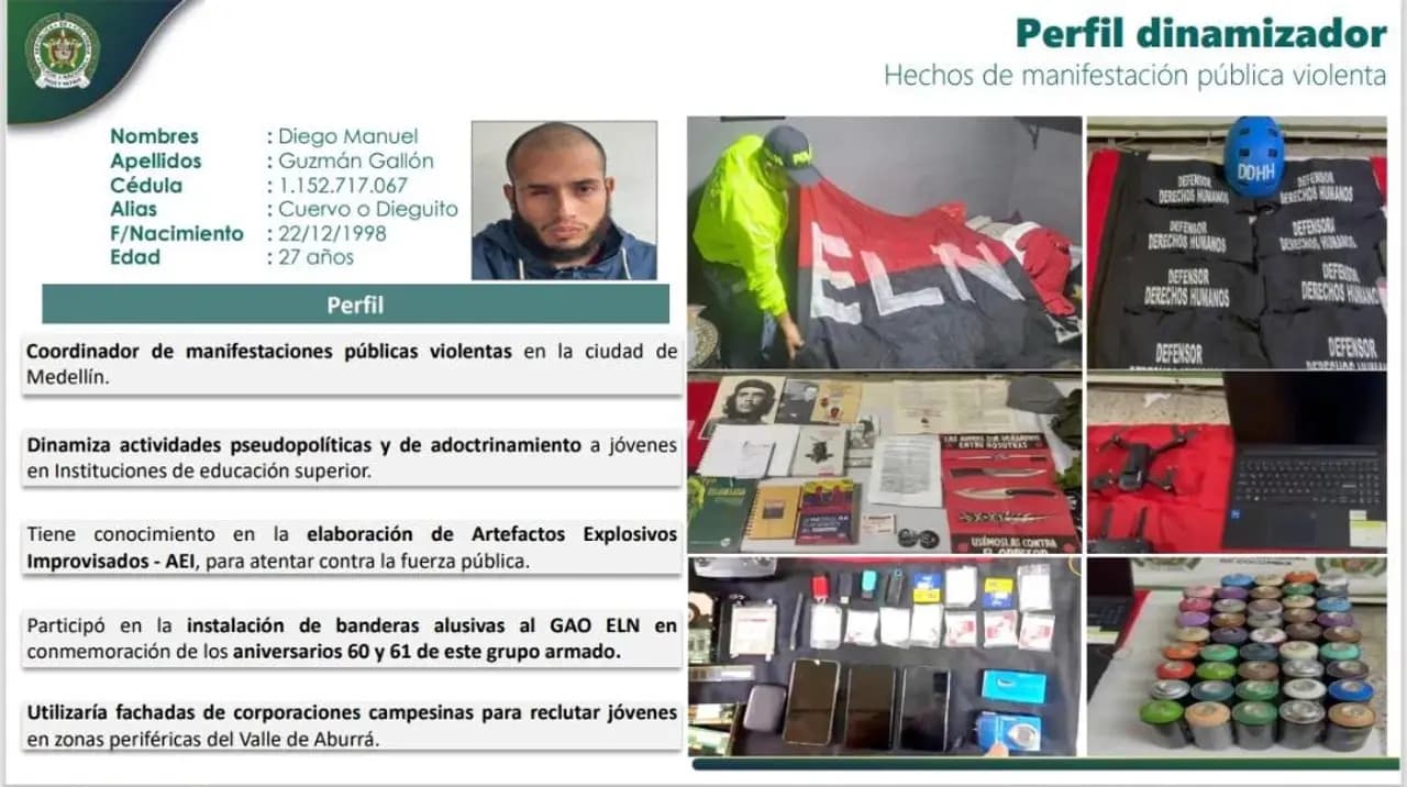 Capturan presunto miembro del ELN acusado de organizar disturbios en la UdeA