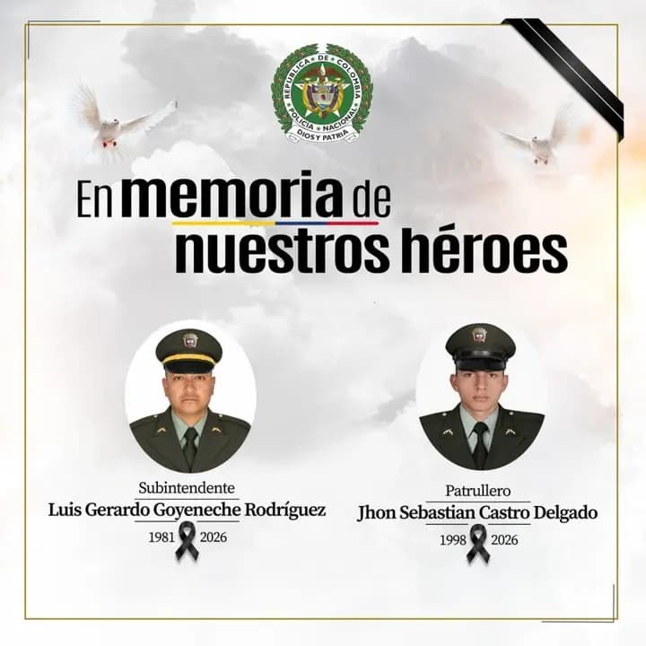 Dos policías asesinados en ataque armado en el Valle del Cauca; autoridades intensifican búsqueda de responsables