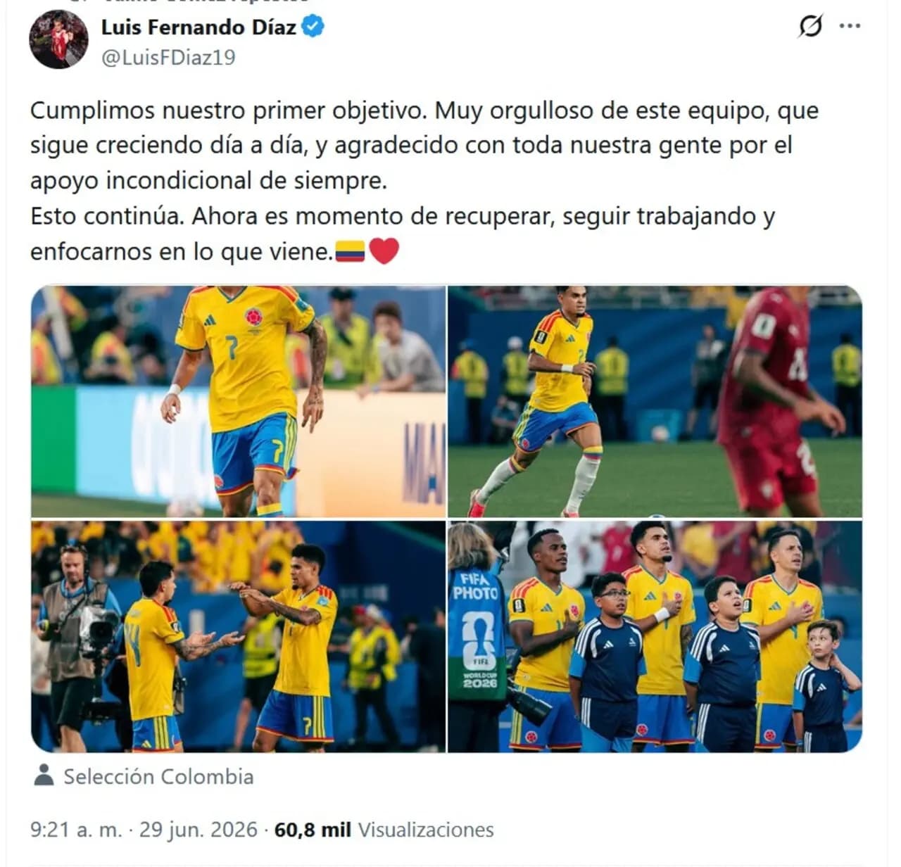 Luis Díaz se enfoca en lo que viene: "Cumplimos nuestro primer objetivo"