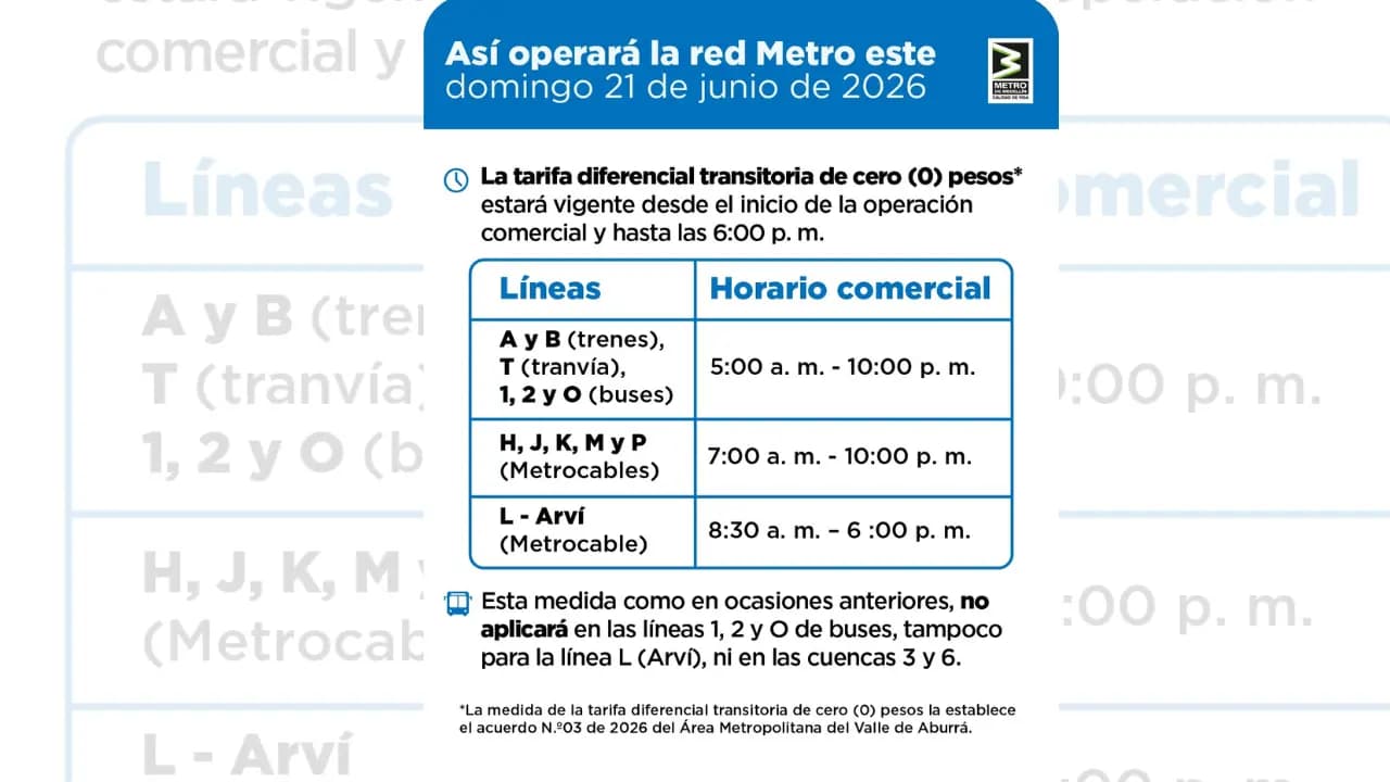 Metro gratis este domingo en Medellín para facilitar la votación: conozca qué líneas aplican
