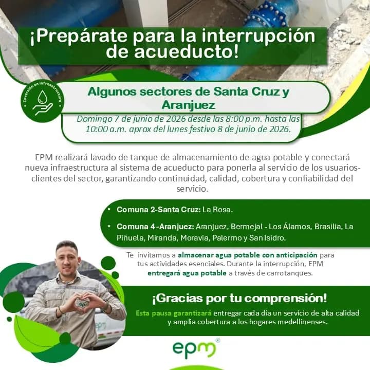 Prepárese: suspenderán el agua en Santa Cruz y Aranjuez durante el puente festivo