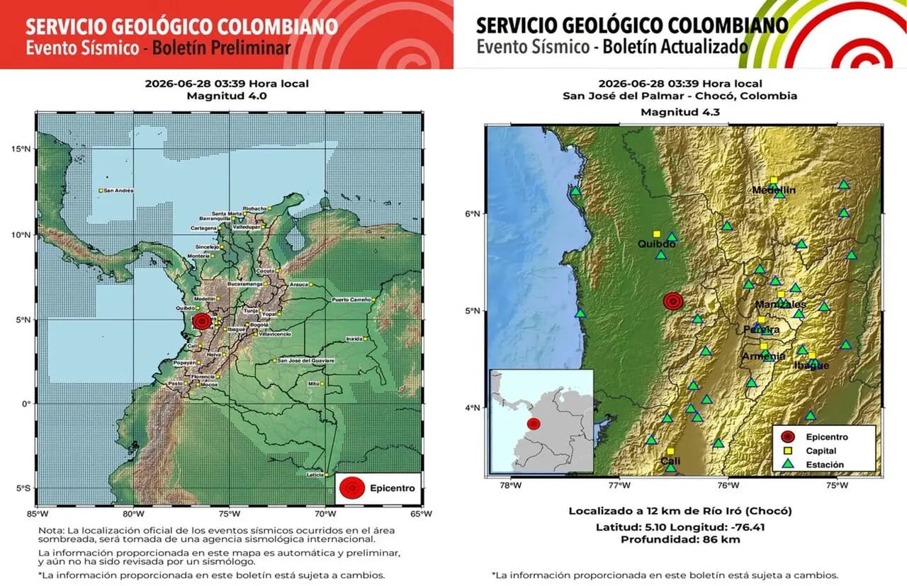 Colombianos despertaron con un temblón de 4.3 que se sintió en varias ciudades