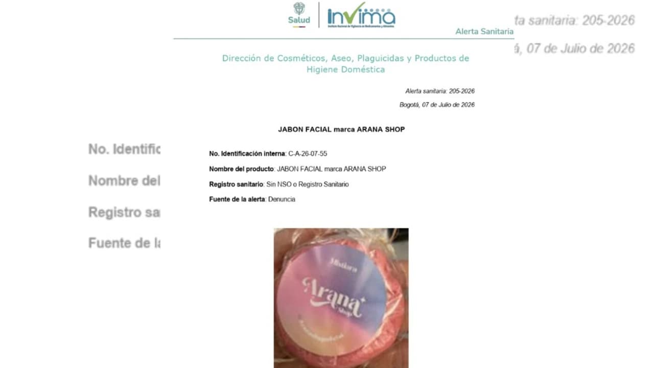 Invima alerta: suspendan uso del jabón facial Arana Shop que venden en redes sociales