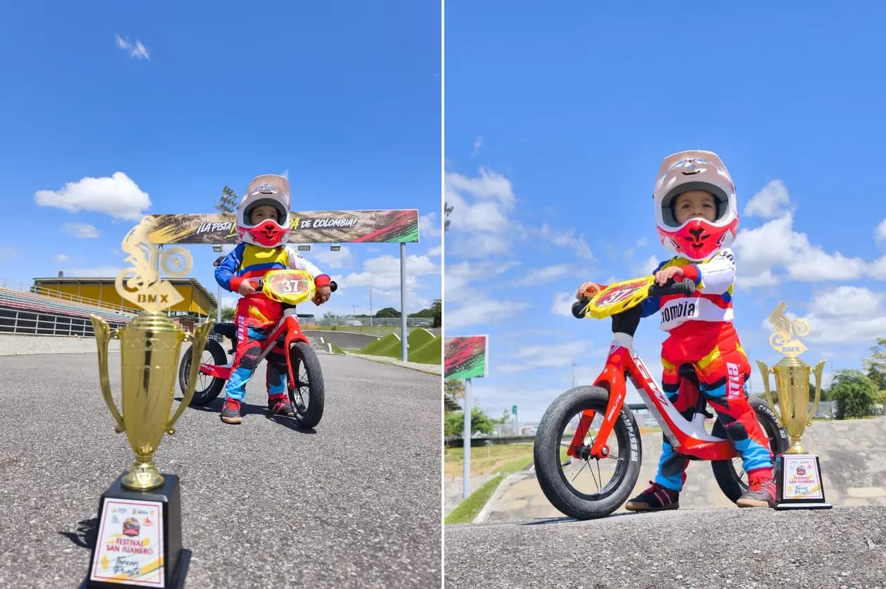 Con apenas 2 años, "El Rayo" Mosquera ya brilla en el podio nacional de BMX