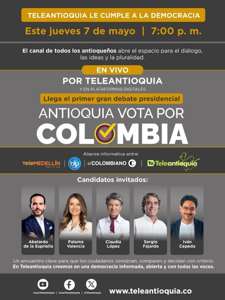 Telemedellín se suma al primer debate presidencial regional para el 7 de mayo