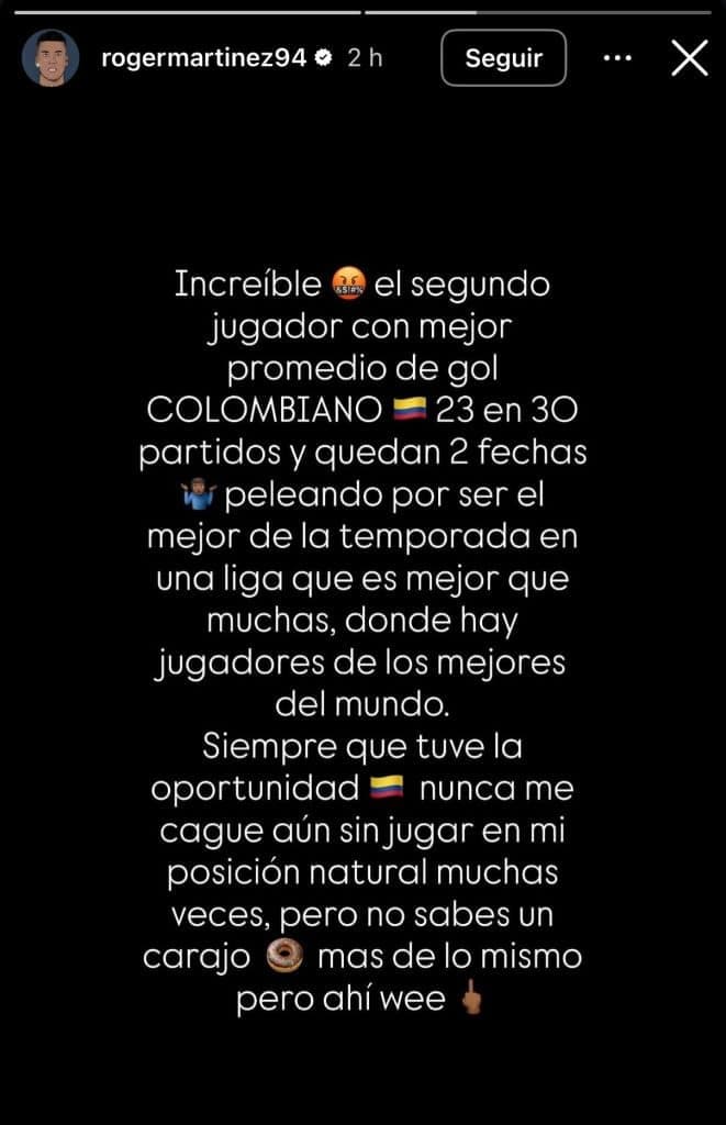 Roger Martínez rompe silencio tras quedar fuera de la prelista de Colombia para el Mundial 2026