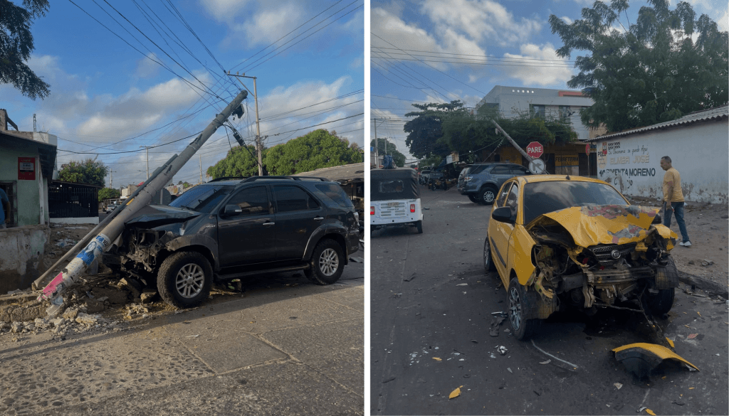 Choque violento en Maicao derriba poste eléctrico y enciende alarmas por seguridad vial