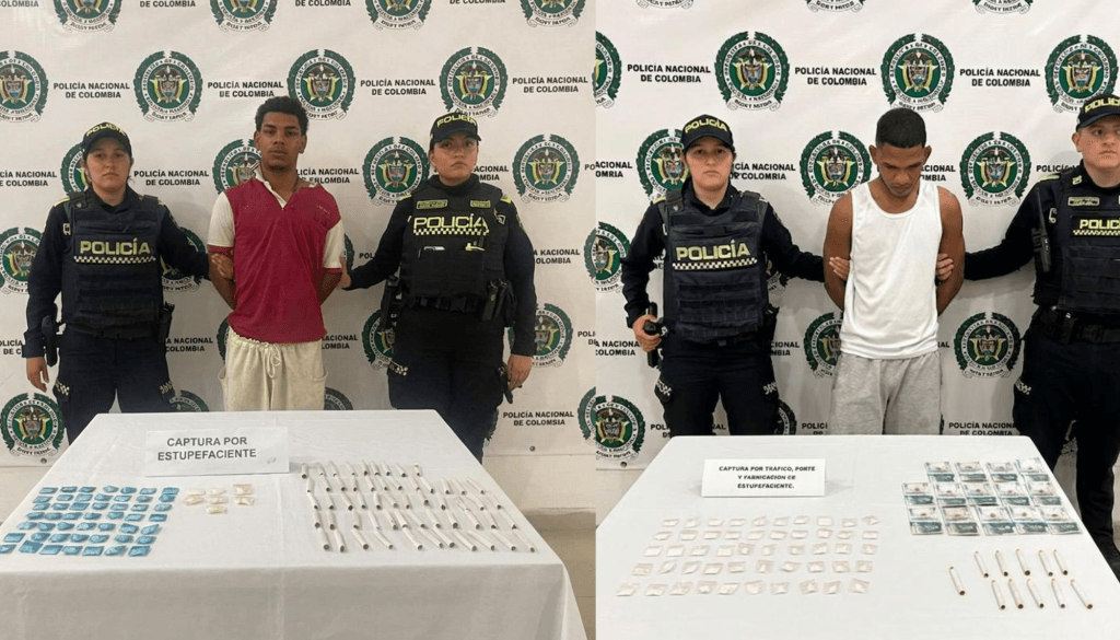 Policía captura dos sospechosos de tráfico de drogas en Riohacha y decomisa cocaína y marihuana