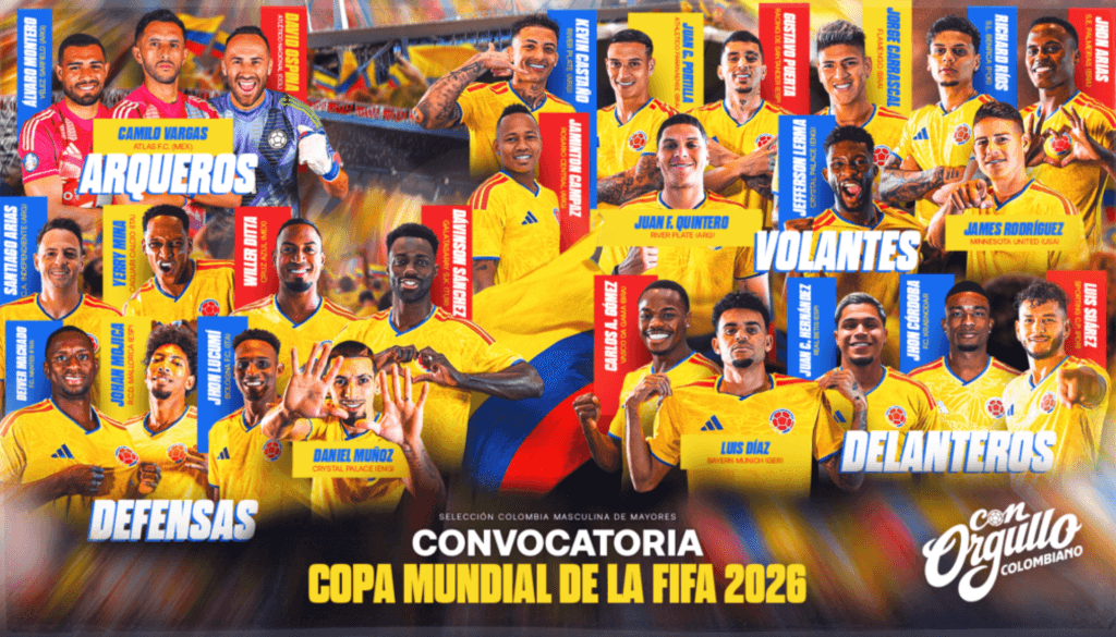 James y Luis Díaz lideran la nómina oficial de Colombia para el Mundial 2026