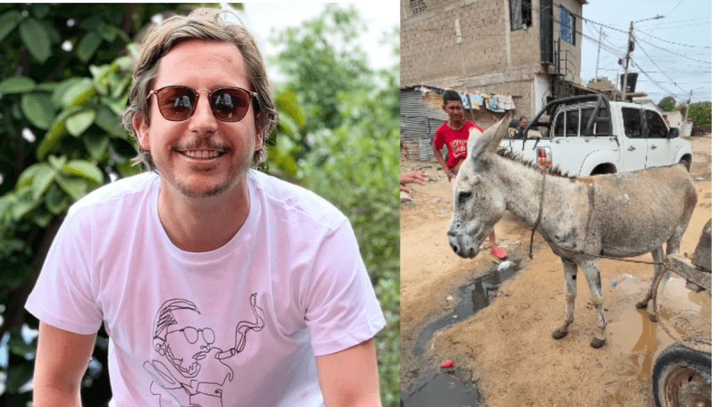 Alejandro Riaño adopta a "Ismael", el burro que casi cae bajo carga en La Guajira