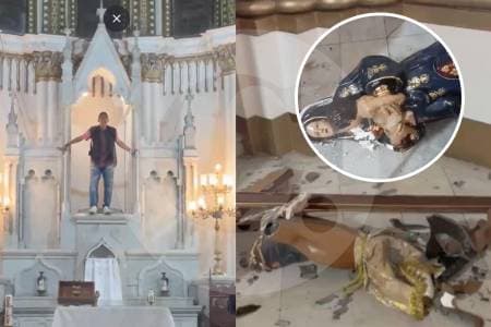 Hombre destruyó imágenes en La Ermita de Cali gritando que "el diablo está acá"