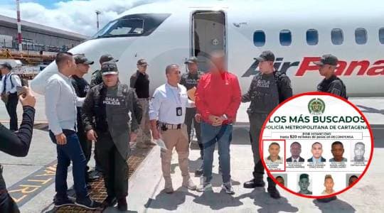 Capturan en el aeropuerto de Rionegro a "Alex Pereira", uno de los criminales más buscados del país