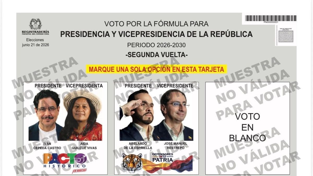 Registraduría presenta el tarjetón para la segunda vuelta presidencial del 21 de mayo