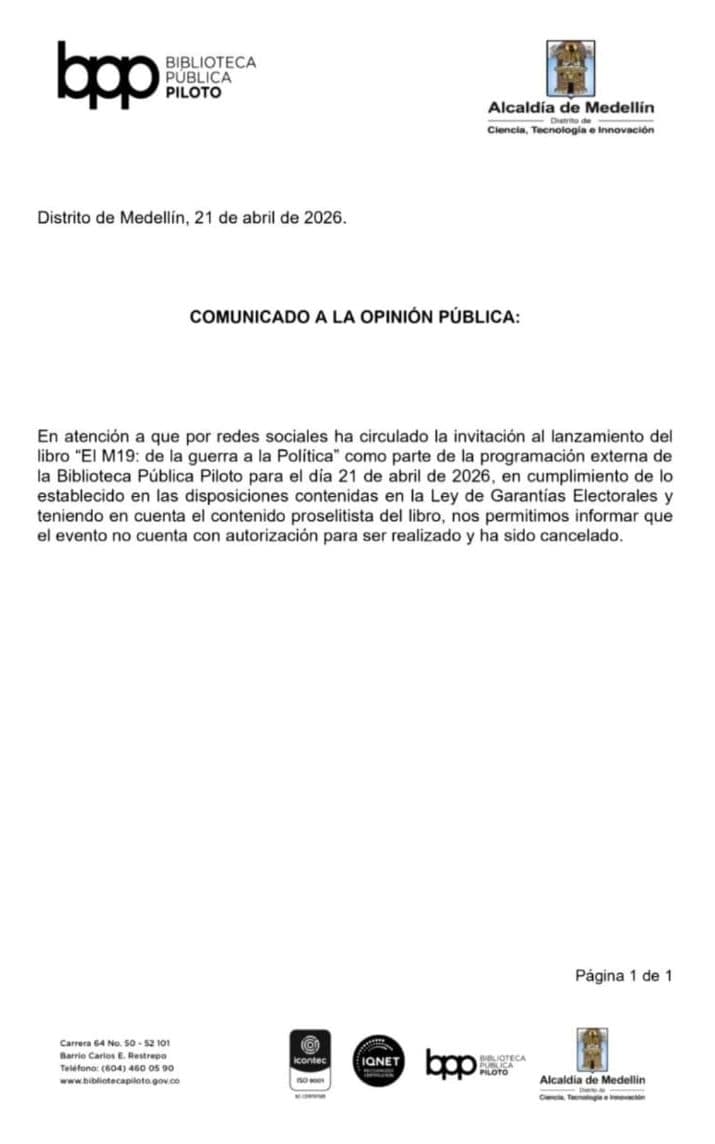 Petro y Fico se enfrentan por lanzamiento de libro sobre el M-19 en Medellín