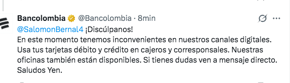 Bancolombia cae nuevamente: miles reportan fallas en transferencias y pagos PSE