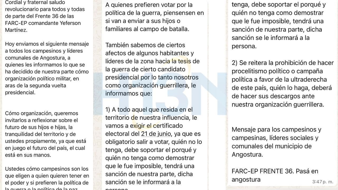 Disidencias prohíben votar por "ultraderecha" en Angostura y exigen certificado electoral como control