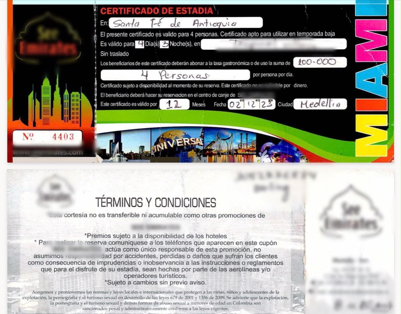 Capturan a dos hombres por estafar a más de 1.000 personas con falsas agencias de viajes en Medellín