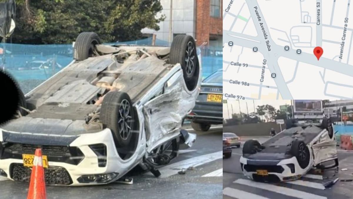 Exceso de velocidad causa volcamiento en calle 100 y paraliza norte de Bogotá por horas