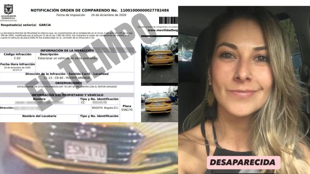 Taxi con cinco multas pendientes: el vehículo en el que desapareció Diana Ospina en Chapinero
