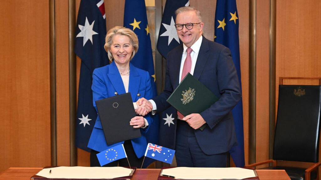 UE y Australia cierran un pacto comercial tras 8 años de negociaciones en medio de tensiones globales