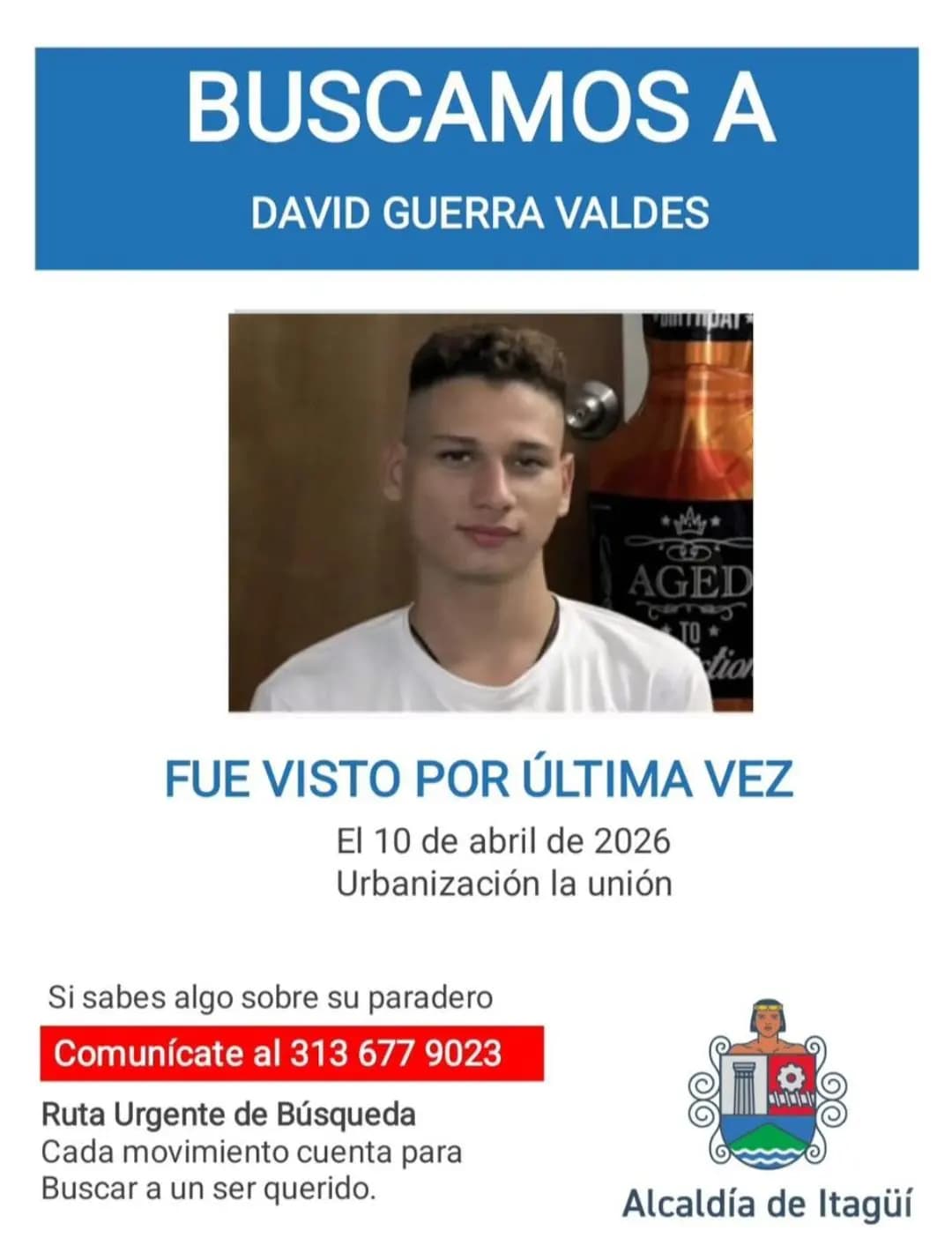 Desaparecido en Itagüí: buscan con urgencia a David Guerra Valdés desde hace días