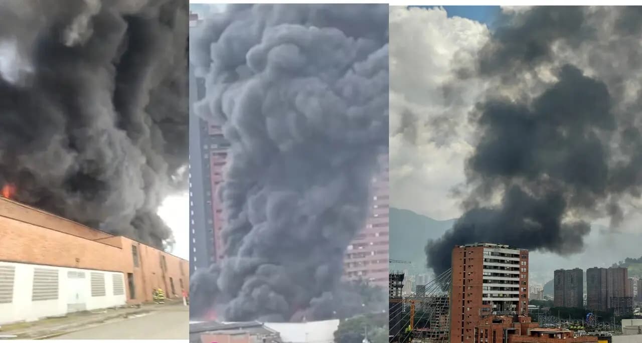 Más de 40 bomberos combaten feroz incendio en empresa de bicicletas en Itagüí