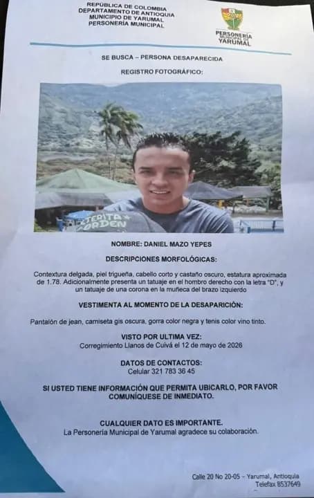 Buscan a Daniel Mazo desaparecido en Llanos de Cuivá: requiere cuidados especiales