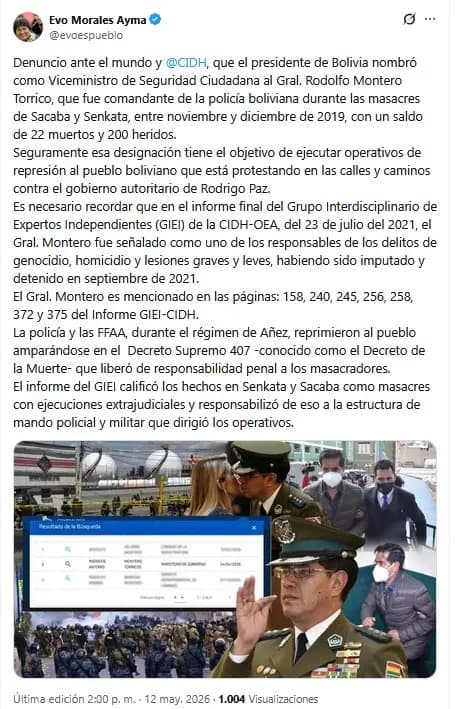 Bolivia reactiva captura contra Evo Morales por abuso de menor; él denuncia persecución ante la CIDH