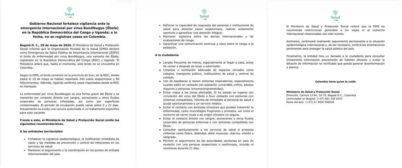 OMS declara emergencia por variante del Ébola: Colombia confirma que está libre del virus