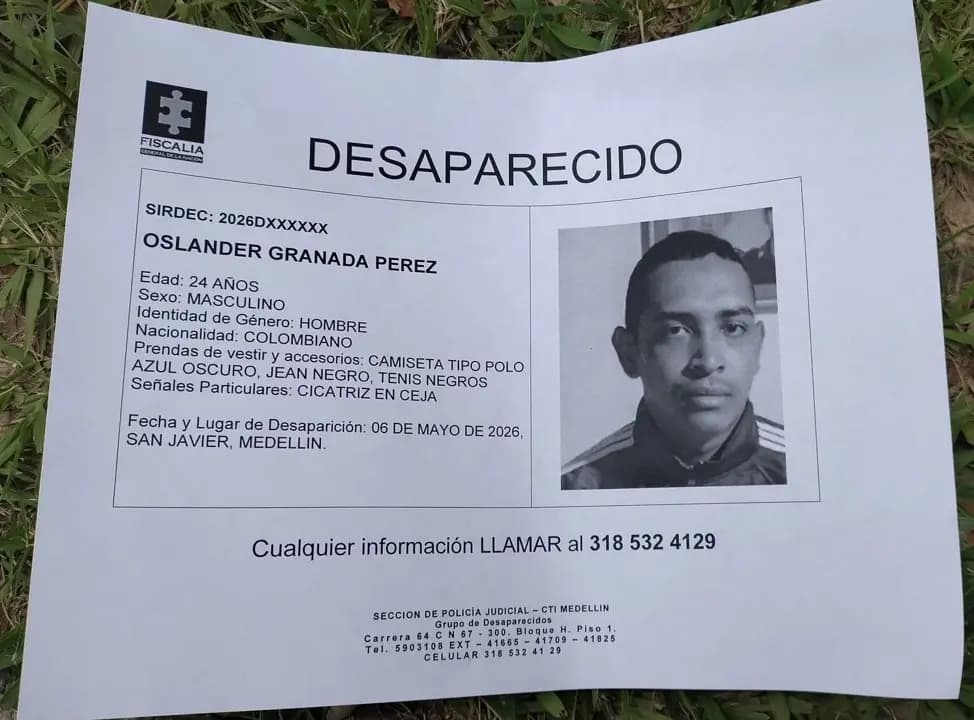 Buscan con urgencia a Oslander Granada Pérez, desaparecido en San Javier desde hace días