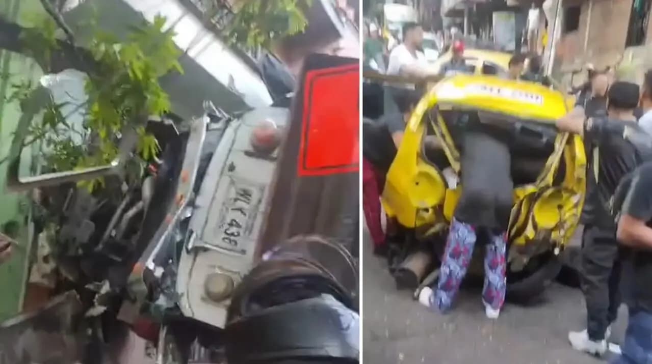 Volqueta sin frenos causa grave accidente en Cuatro Bocas; varios vehículos impactados